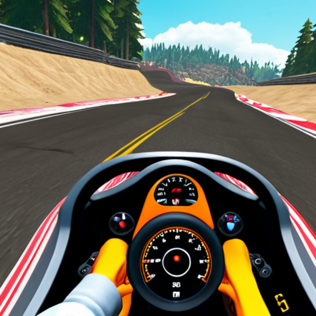 **

A split-screen image. On one side, a kart spins out of control at a sharp corner. The HUD shows steering sensitivity set to 100%. On the other side, a kart smoothly drifts around the same corner, maintaining speed. The HUD shows steering sensitivity set to 65%. The overall aesthetic is bright and vibrant, like a video game screenshot. Text overlay: "Finding Your Steering Sweet Spot."

**