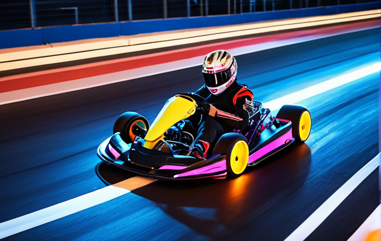 Kart racer perfectly drifting around a sharp, neon-lit corner on a futuristic track, showcasing exceptional drift control and a slight speed boost. The kart is sleek and modern, with bright, vibrant colors.