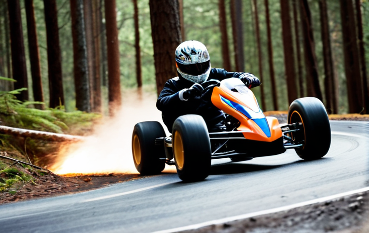 **Image Prompt:** A KartRider racer executing a perfect cut drift on a tight corner of Forest Zigzag, sparks flying from the tires, maintaining high speed, with a determined expression. The surrounding forest is blurred with motion.