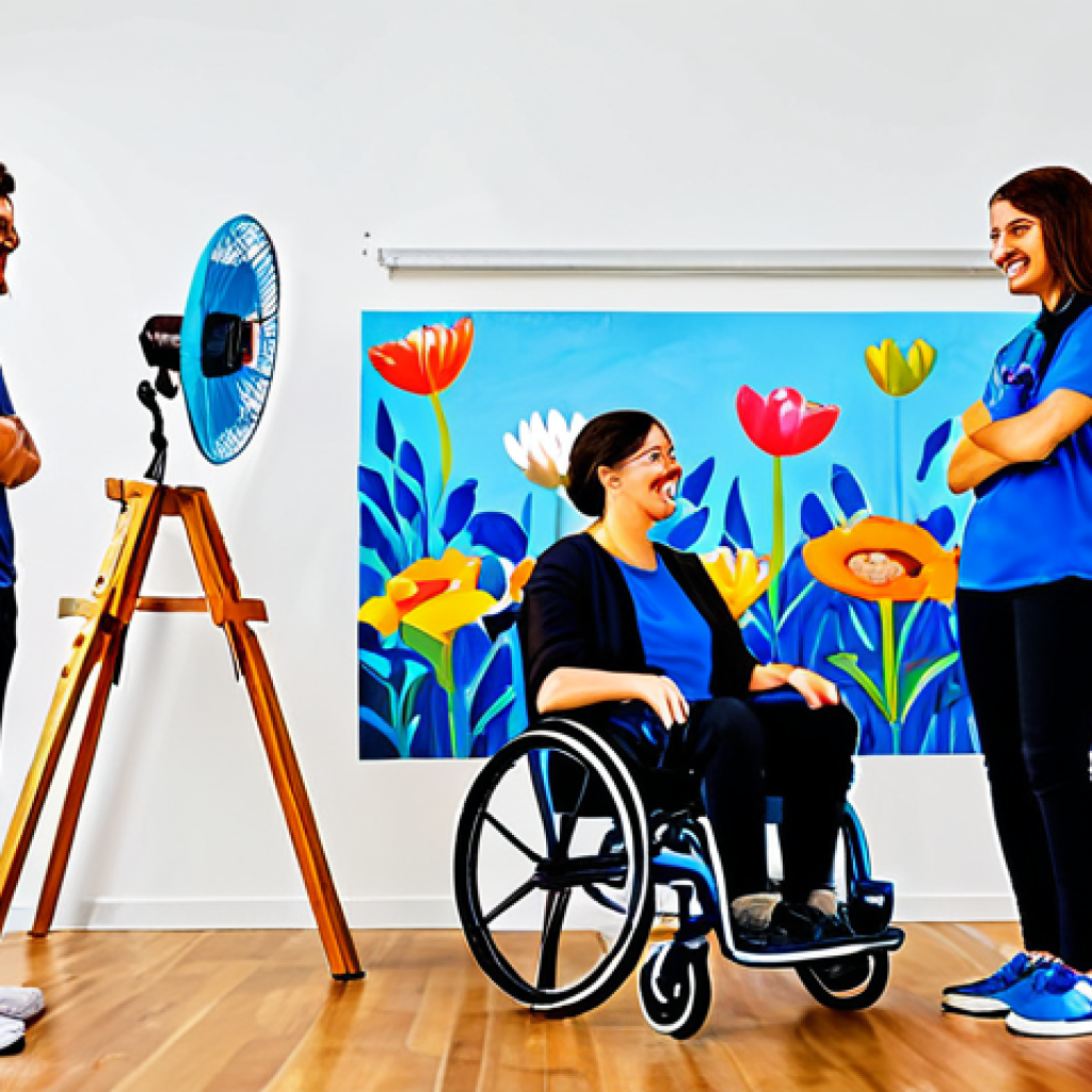 A vibrant, professional photograph depicting a diverse group of KartRider characters, including Dao, Bazzi, Brodi, and Diz, collaboratively painting a large fan art mural in a well-lit community art studio. They are fully clothed in their appropriate, modest in-game attire. The studio features easels, painting supplies, and other colorful KartRider-themed artworks displayed, suggesting a bustling creative environment. Characters are smiling, engaged in conversation, and actively adding strokes to the mural, embodying shared artistic vision and joy. Aspects: Professional photography, high detail, realistic textures, vibrant color palette, dynamic composition, clear focus, studio lighting, inviting atmosphere. Safety and Quality: safe for work, appropriate content, fully clothed, family-friendly, perfect anatomy, correct proportions, natural pose, well-formed hands, proper finger count, natural body proportions.