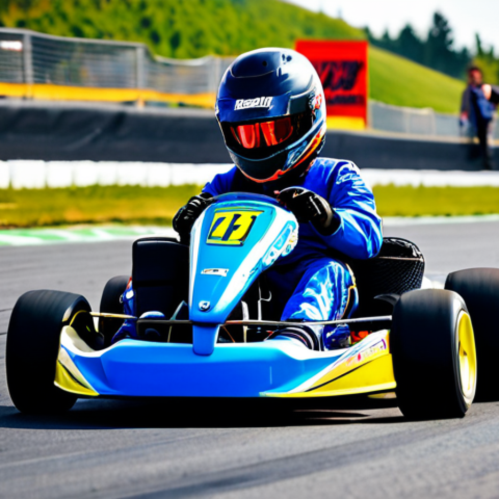 KartRider Practice Session**

A young adult, fully clothed in a racing suit (professional attire), practicing drifting on a KartRider track. The track is brightly colored and cartoonish. Focus on the kart drifting around a sharp corner, leaving tire marks. Background shows a vibrant landscape with cheering spectators. Safe for work, appropriate content, perfect anatomy, well-formed hands, natural proportions, family-friendly. High-quality digital art.

**