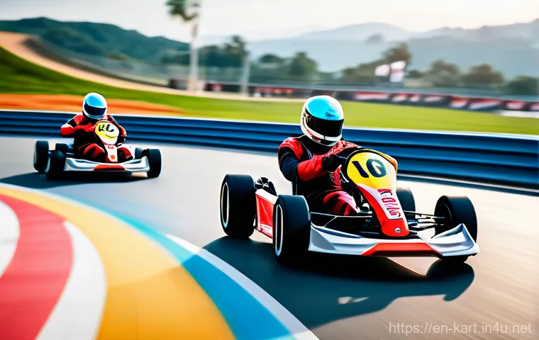 카트라이더 이벤트 보상 분석 - A confident young woman, dressed in a sleek, high-tech racing suit with subtle armor plating, stands...