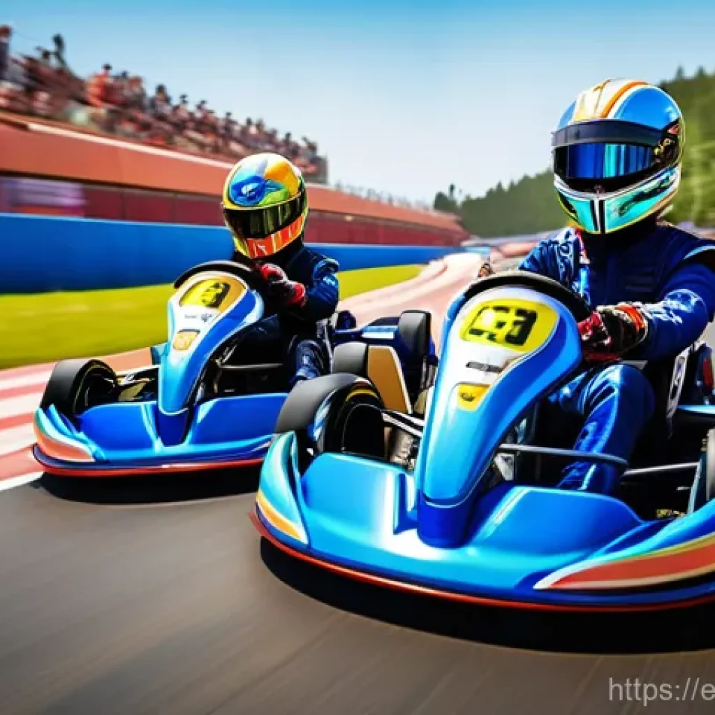 카트라이더 커뮤니티 이벤트 - **Image Prompt:** "A diverse group of three energetic young KartRider racers, approximately 15-18 ye...