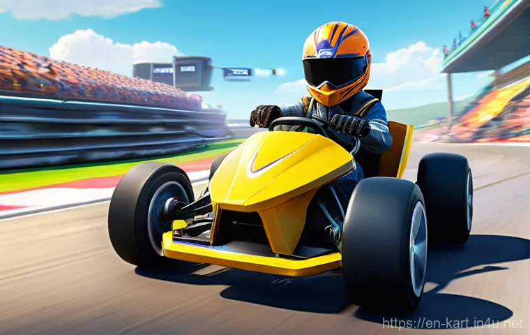 카트라이더 글로벌 서버 특징 - **"Mobile Racing Master"**
    A highly detailed, vibrant illustration of a young adult, gender-neut...