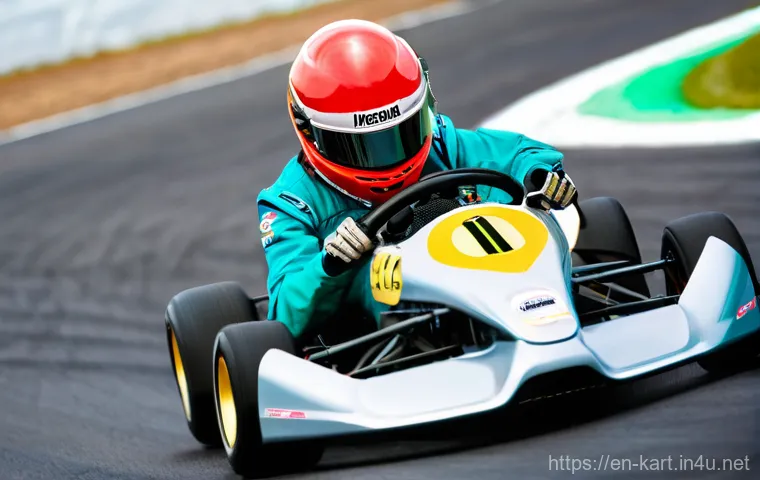 카트라이더 팀플레이와 전략적 사고 - **Prompt:** A close-up, intense shot focusing on the cockpits of two kart racers in mid-race. Both r...