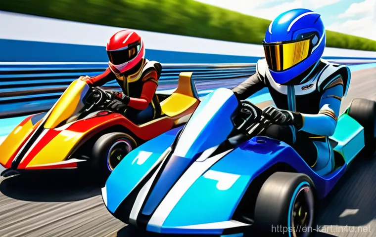 카트라이더 팀워크와 협력 강화 - Image Prompt 1: The Synchronized Team Push**