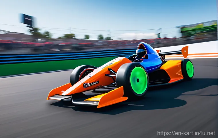 카트라이더 초보자가 많이 하는 실수 - **"Dynamic Kart Drift at Apex"**
    A vibrant, high-performance racing kart, in the style of KartRi...