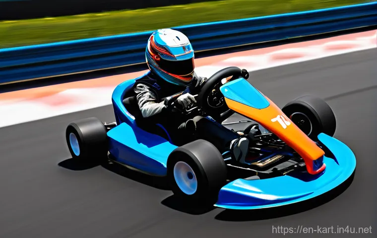 카트라이더 초보자가 많이 하는 실수 - **"Dynamic Kart Drift at Apex"**
    A vibrant, high-performance racing kart, in the style of KartRi...