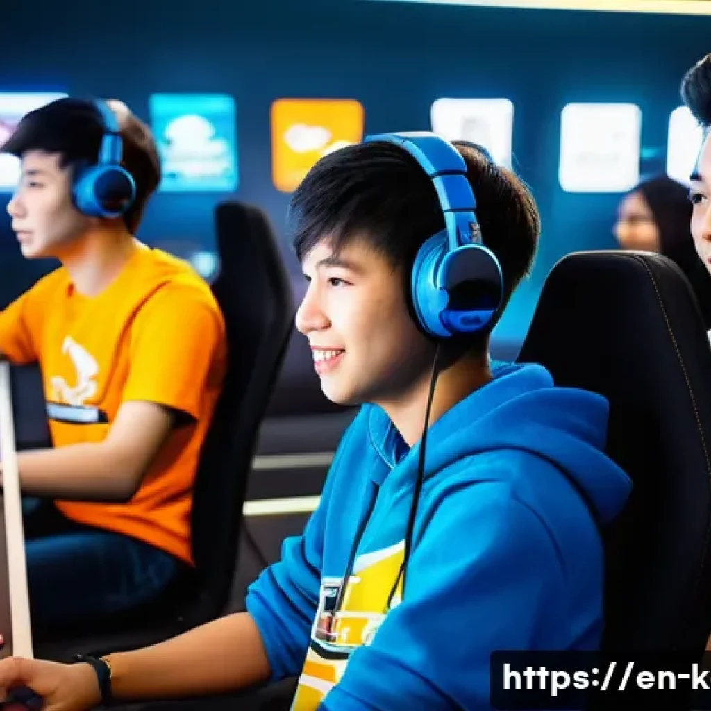 카트라이더 글로벌 커뮤니티 - **Global Gaming Family:** A vibrant, diverse group of young adult male and female gamers, aged 18-25...