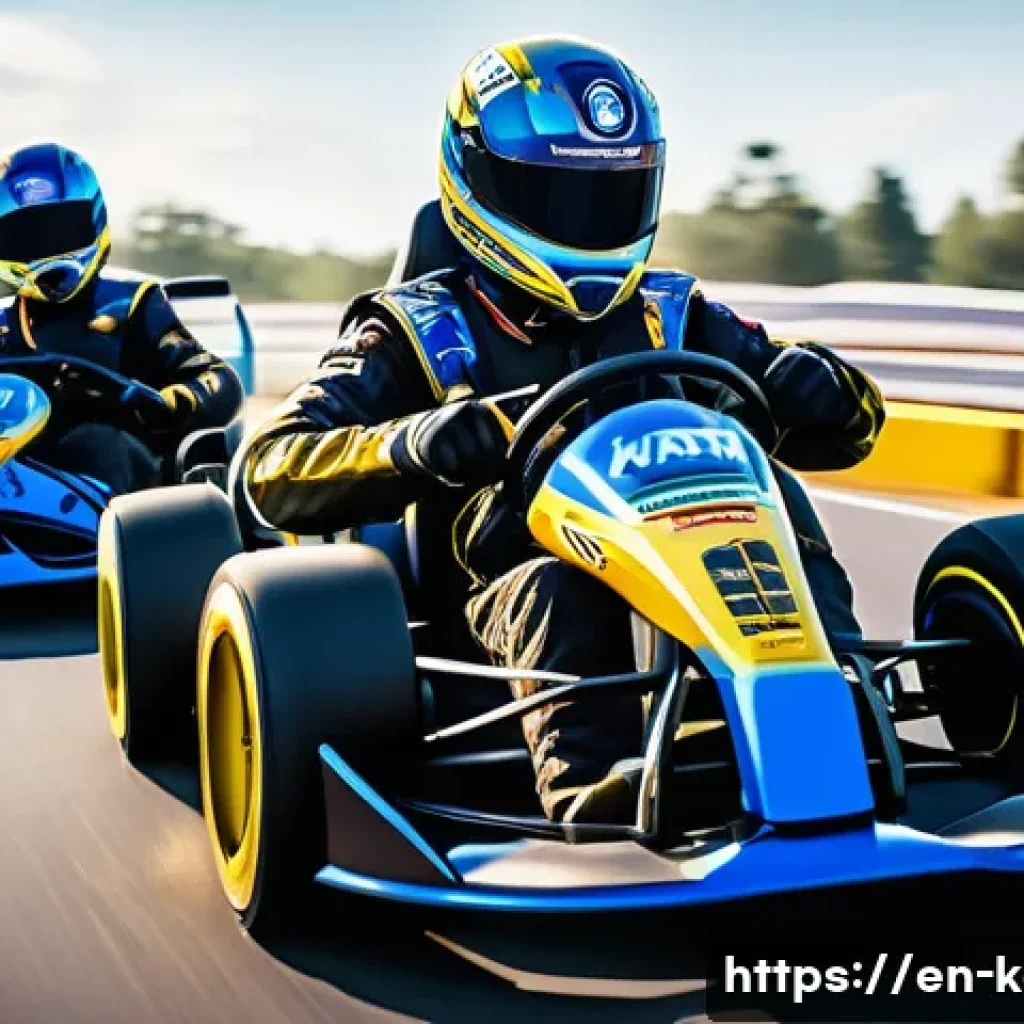 카트라이더 팀플레이의 중요성 - A dynamic team of three KartRider racers speeding through a vibrant, colorful race track filled with...