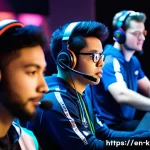 카트라이더 글로벌 커뮤니티 추천 - A vibrant, dynamic gaming community scene inside a futuristic esports lounge, featuring diverse play...