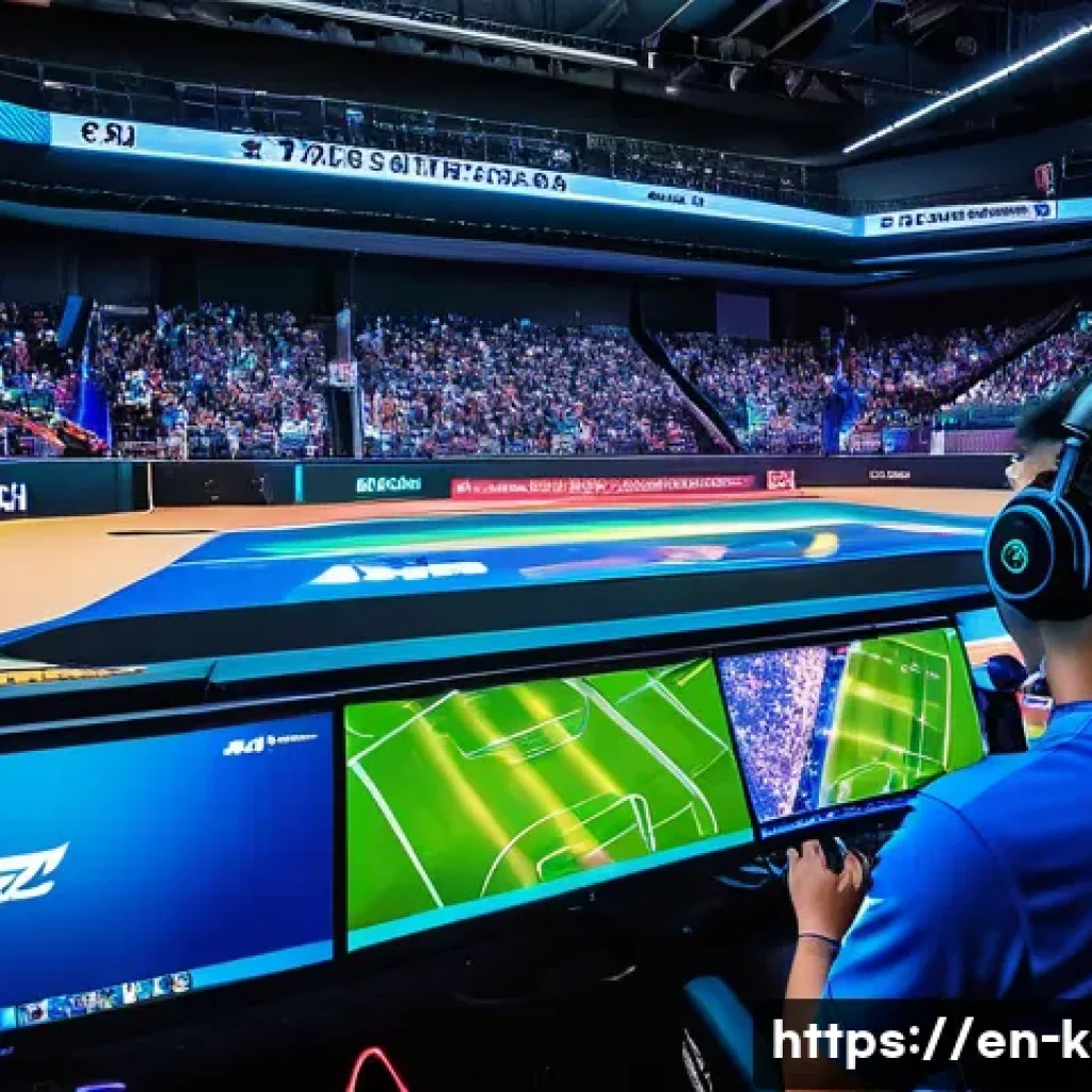 카트라이더 리그 중계 일정 - A vibrant esports arena filled with enthusiastic fans watching a live KartRider League match on a gi...