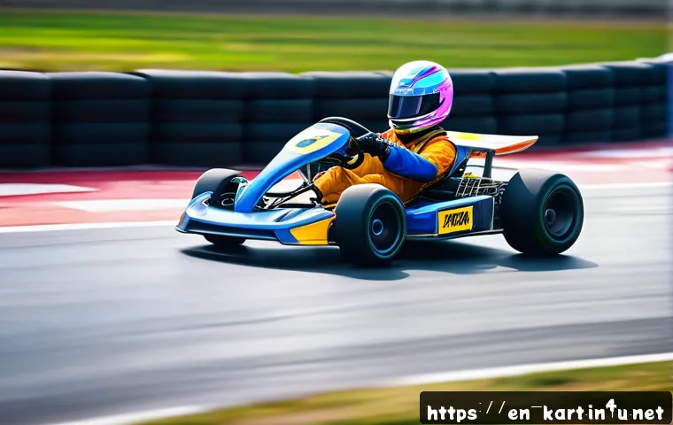 카트라이더 아이템 활용 전략 - A dynamic racing scene on a vibrant, twisting kart track featuring a skilled racer activating a glow...