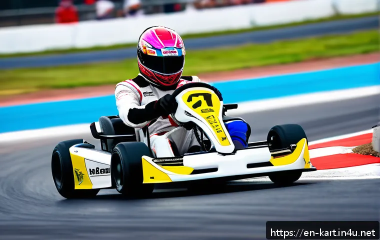 카트라이더 드리프트 챌린지 성공법 - A dynamic kart racing scene on a brightly lit, colorful track featuring a skilled young rider wearin...