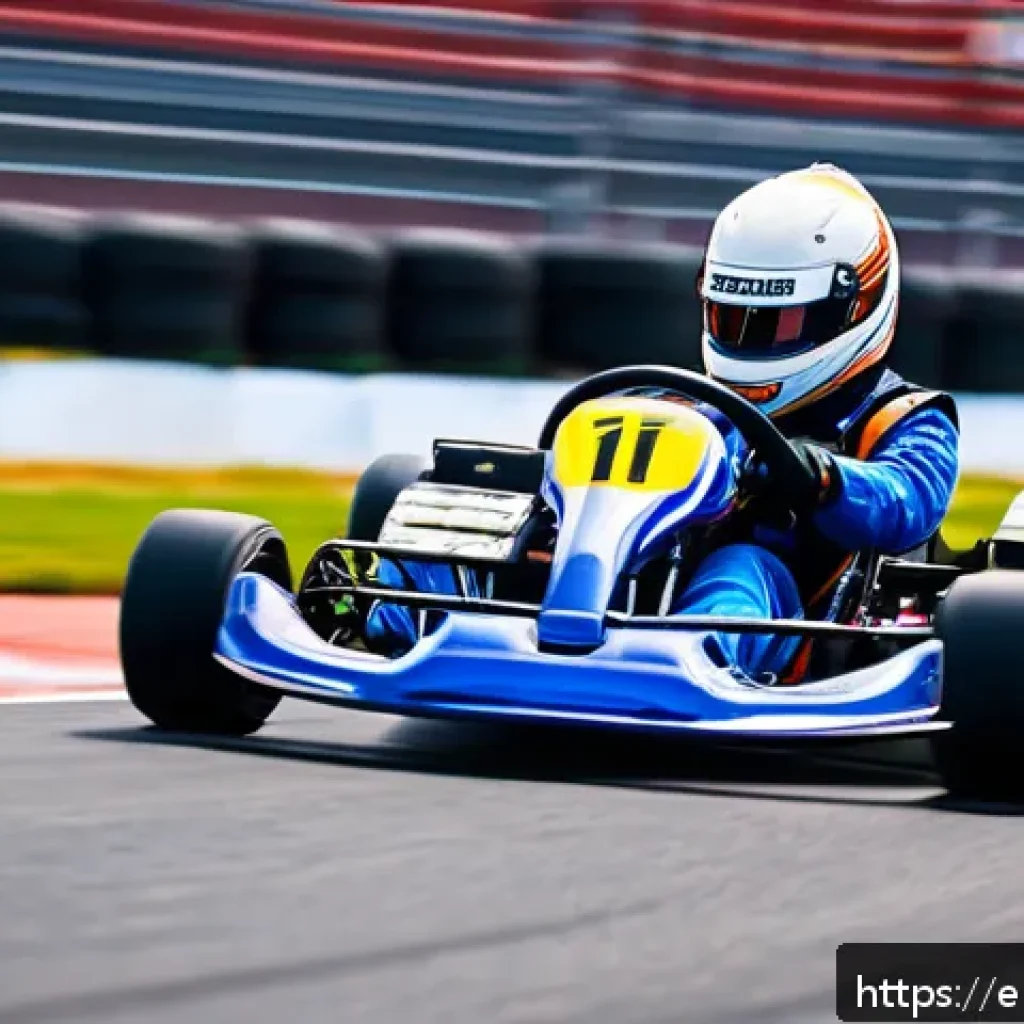 카트라이더 초보 유저의 게임 공략 팁 - A dynamic racing scene featuring a sleek kart drifting smoothly around a sharp corner on a vibrant r...