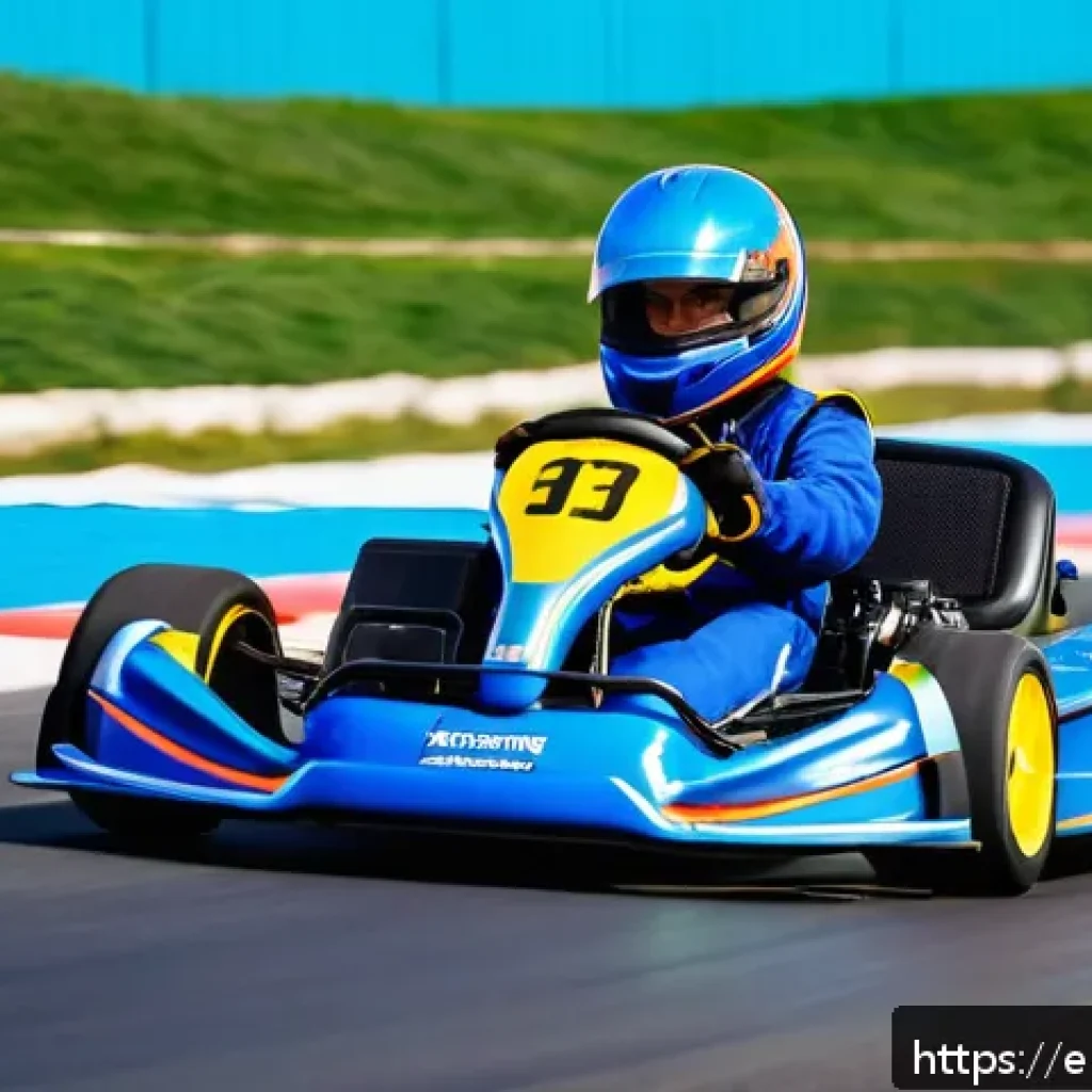 카트라이더 초보자용 레이싱 기초 - A dynamic kart racing scene on a sunny outdoor track featuring a young adult driver wearing a full r...