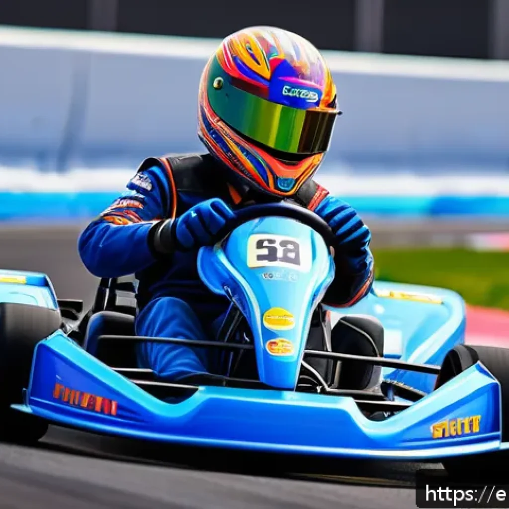카트라이더 레벨 업 꿀팁 - A dynamic kart racing scene on a vibrant, twisty track with multiple racers competing closely. The f...