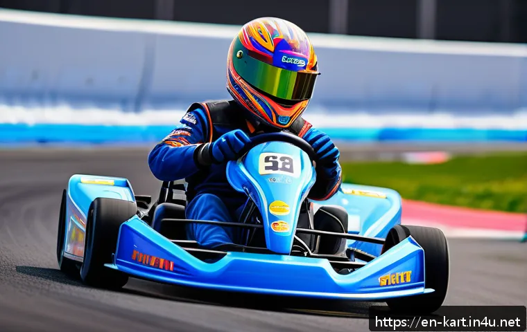 카트라이더 레벨 업 꿀팁 - A dynamic kart racing scene on a vibrant, twisty track with multiple racers competing closely. The f...