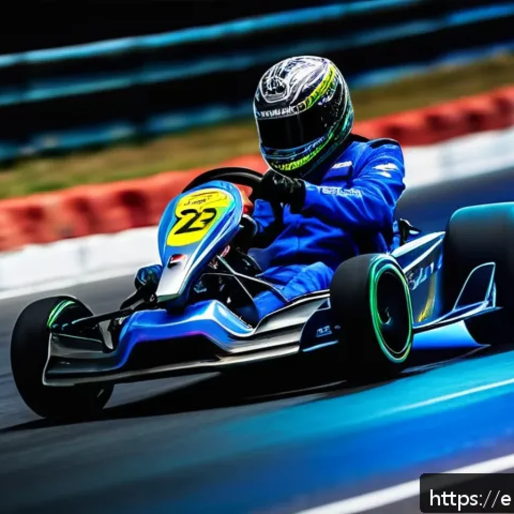 카트라이더 초보 유저의 드리프트 활용 비법 - A dynamic scene of a futuristic kart racing through a sharp hairpin turn on a vibrant, neon-lit trac...